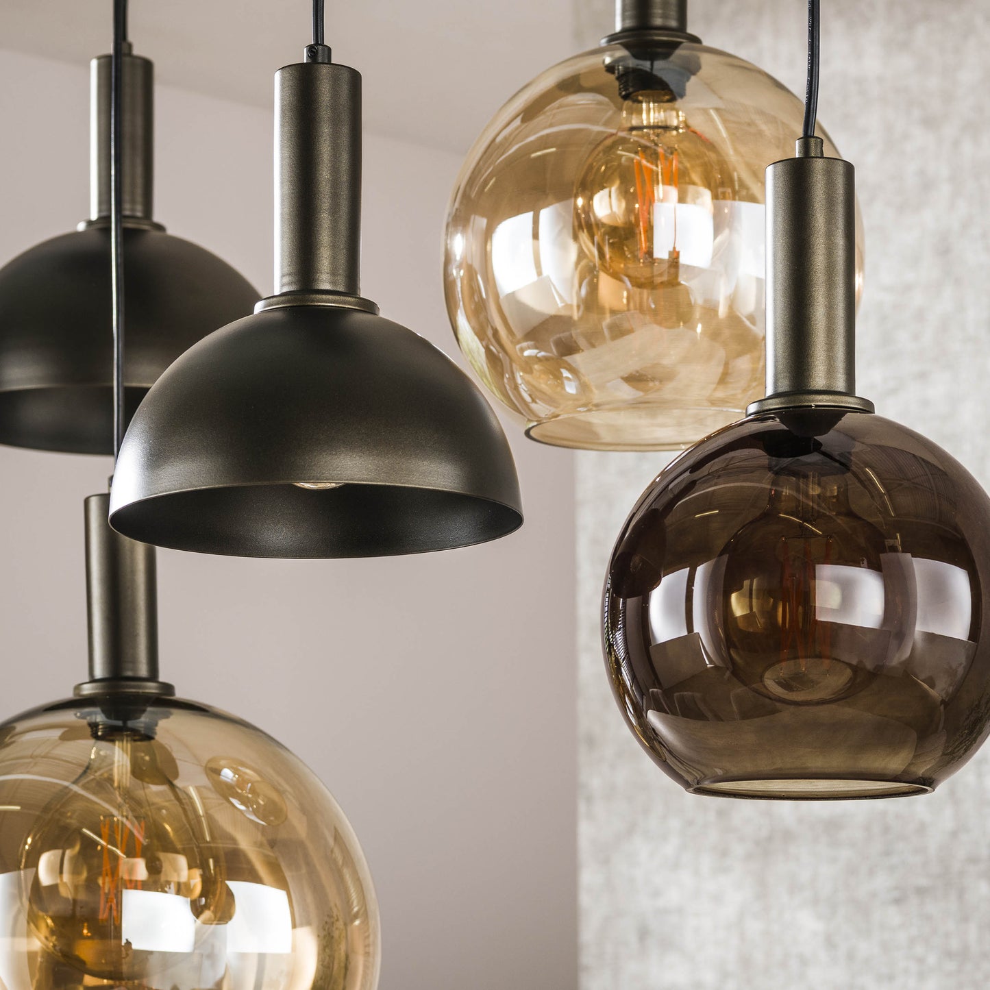 Pendelleuchte Caldera Organisches Cluster-Design Sienna Braun 7‑Flammig