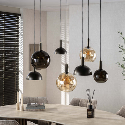 Pendelleuchte Caldera Organisches Cluster-Design Sienna Braun 7‑Flammig