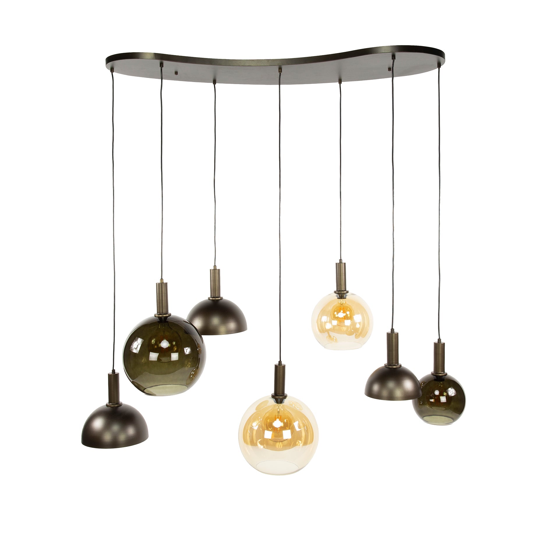 Pendelleuchte Caldera Organisches Cluster-Design Sienna Braun 7‑Flammig