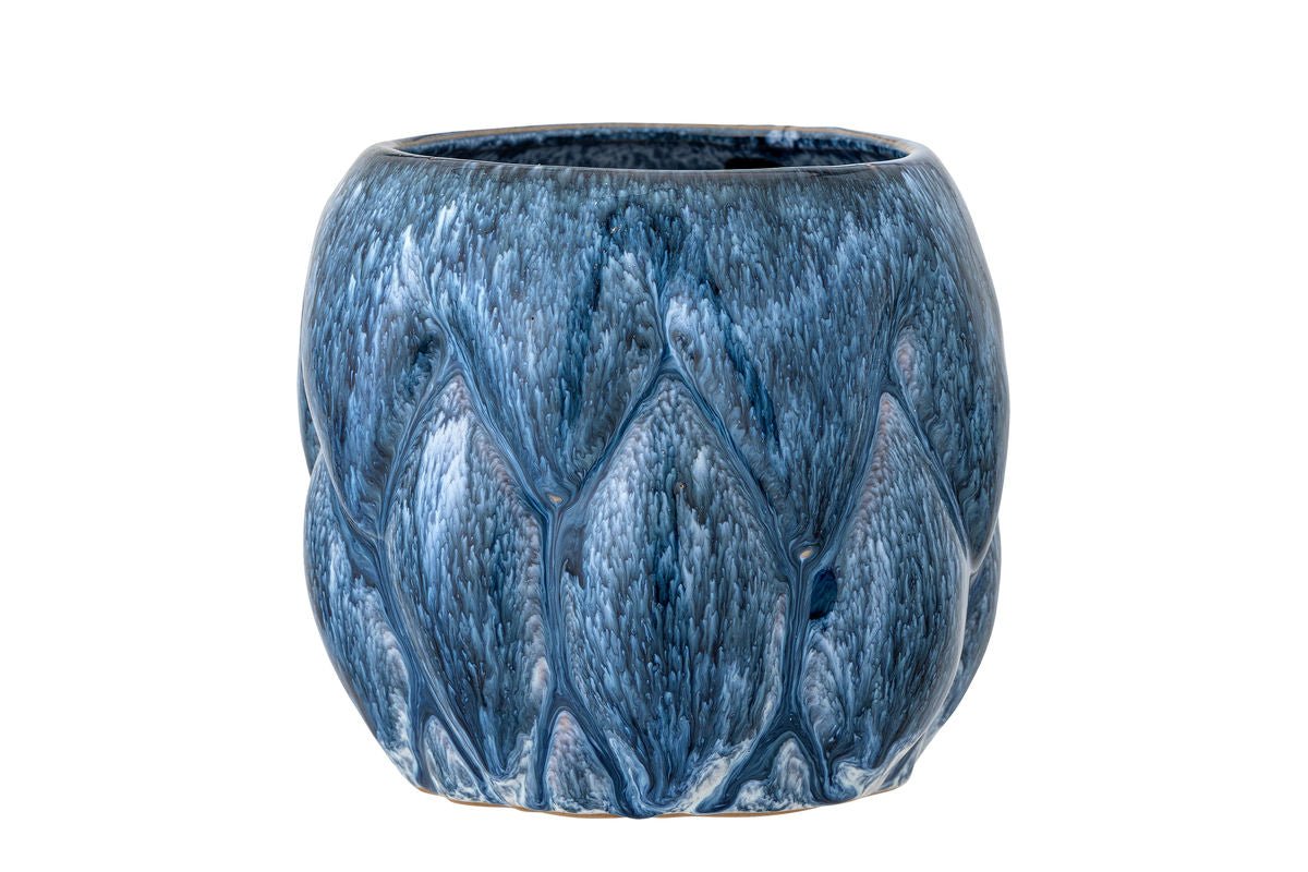 Luxusbetten24 Blumentopf Mareva Reaktive Glasur Tiefblau