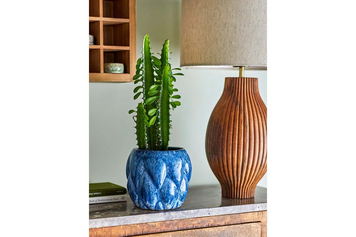 Luxusbetten24 Blumentopf Mareva Reaktive Glasur Tiefblau