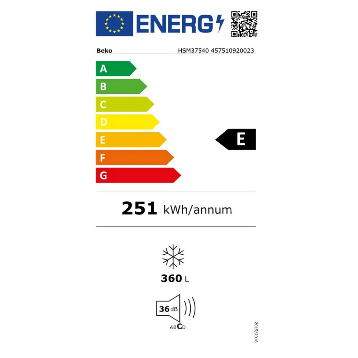 BekoHSM37540 Congelador Cofre Pose Libre MinFrost Clase E 40 dB