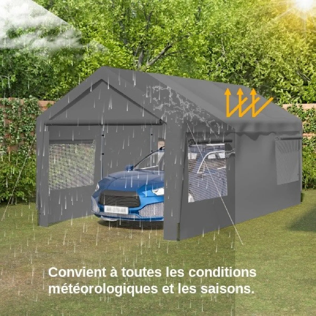 ByteLike Abri garage tente 3x6m gris résistant hiver