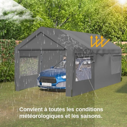 ByteLike Abri garage tente 3x6m gris résistant hiver