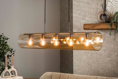 Pendelleuchte Solvira – Mit 5 Leuchten In Horizontalem Tube‑Amberglass Design