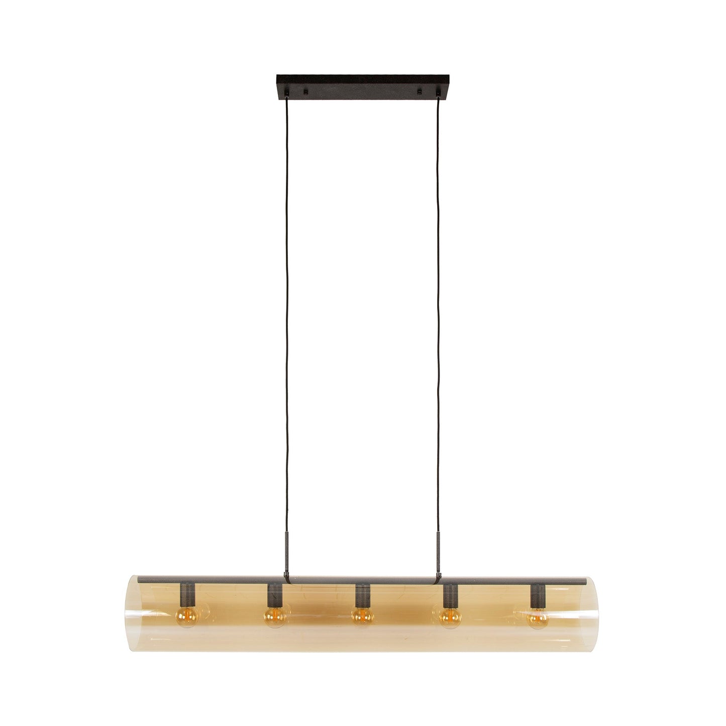 Pendelleuchte Solvira – Mit 5 Leuchten In Horizontalem Tube‑Amberglass Design