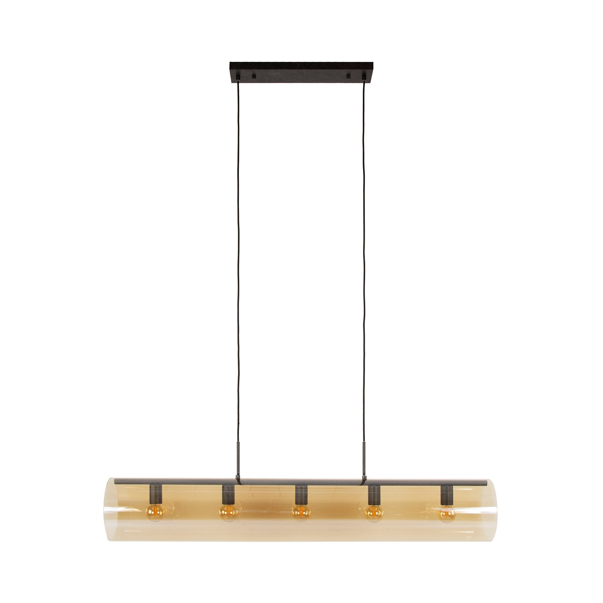 Pendelleuchte Solvira – Mit 5 Leuchten In Horizontalem Tube‑Amberglass Design