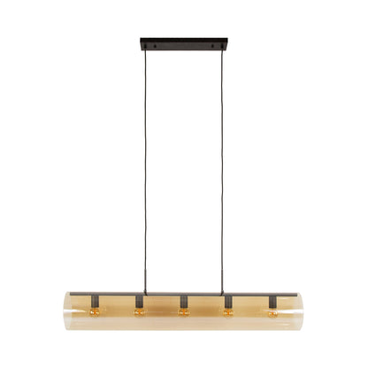 Pendelleuchte Solvira – Mit 5 Leuchten In Horizontalem Tube‑Amberglass Design