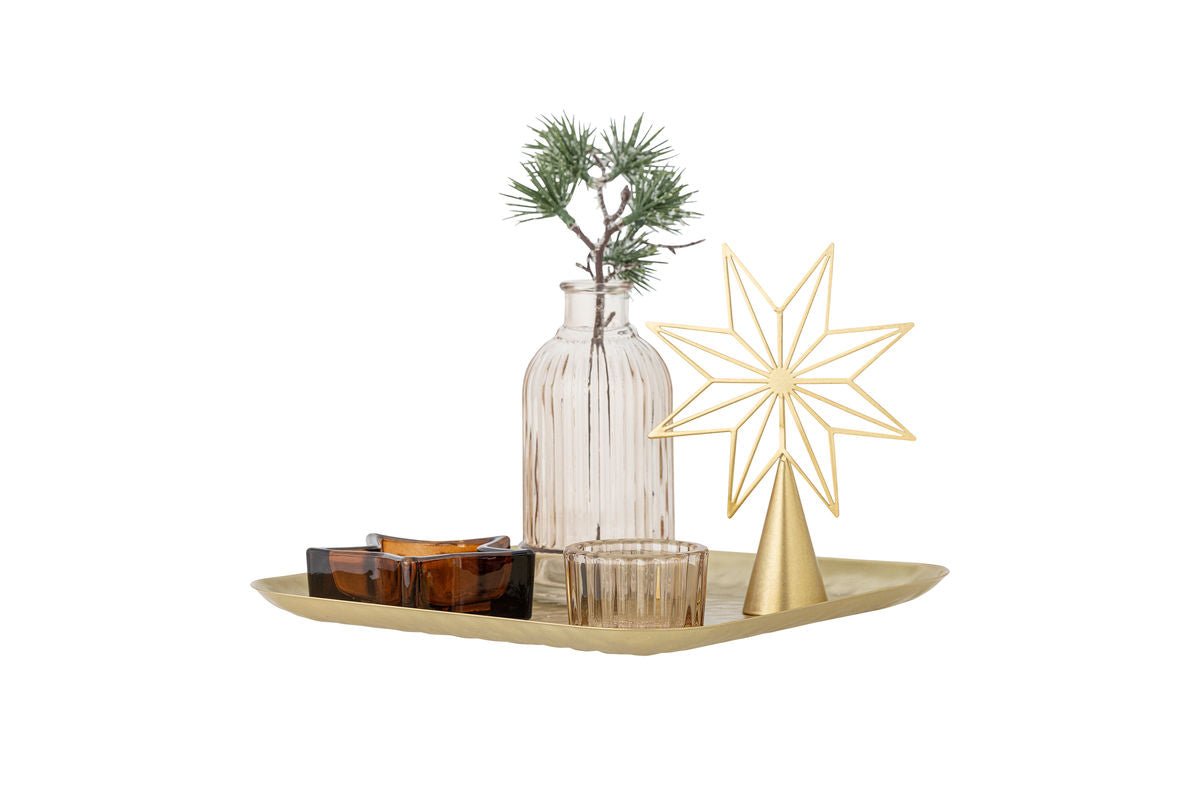 Luxusbetten24 Aurielle Teelicht-Tablett Glas Metall Goldoptik 6‑teiliges Set