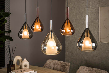 Luxusbetten24 Lysandra Leuchte 5‑tropf Modell Elegant in Bernstein/Kupfer/Chrom