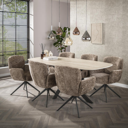 Luxusbetten24 Lysandra Leuchte 5‑tropf Modell Elegant in Bernstein/Kupfer/Chrom