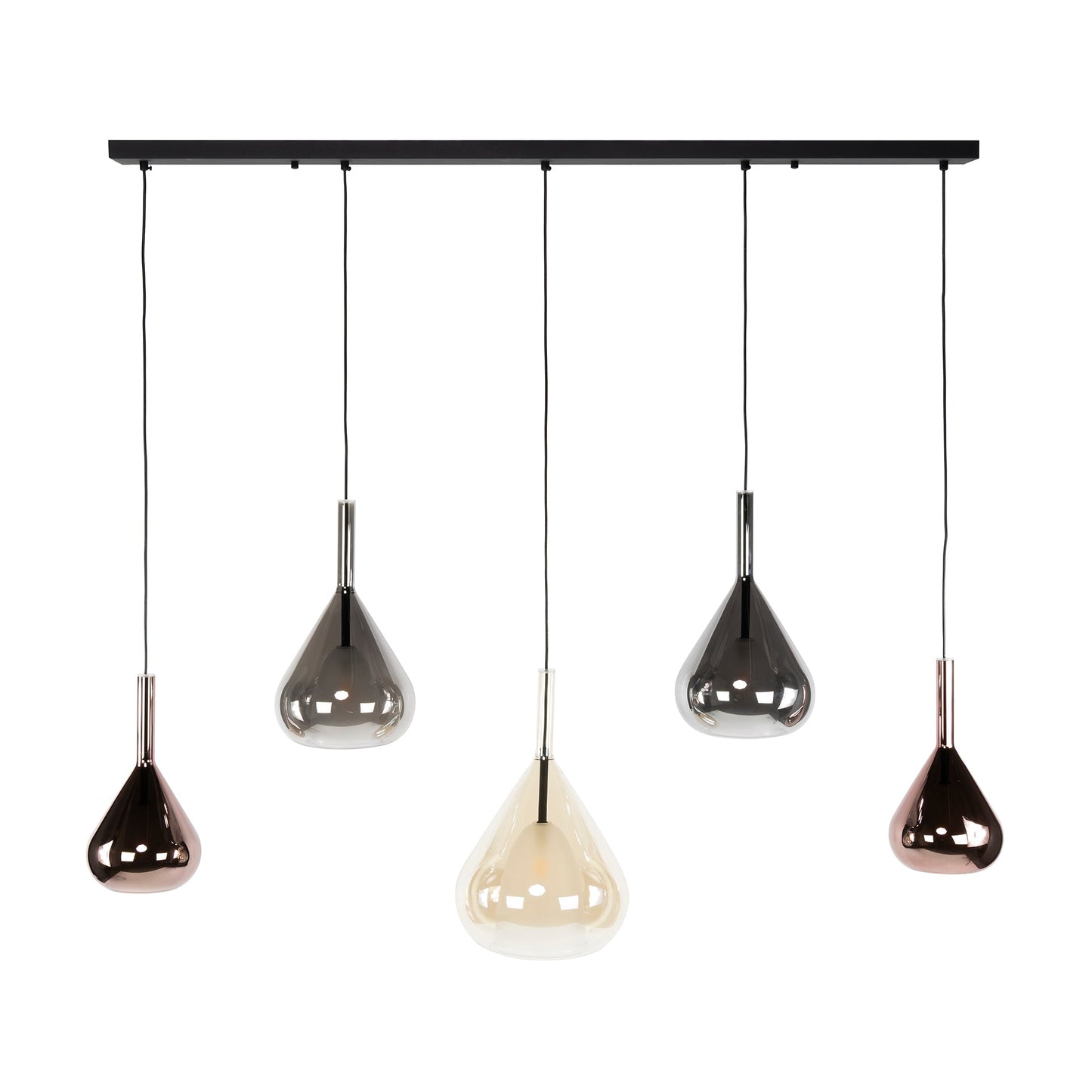Luxusbetten24 Lysandra Leuchte 5‑tropf Modell Elegant in Bernstein/Kupfer/Chrom