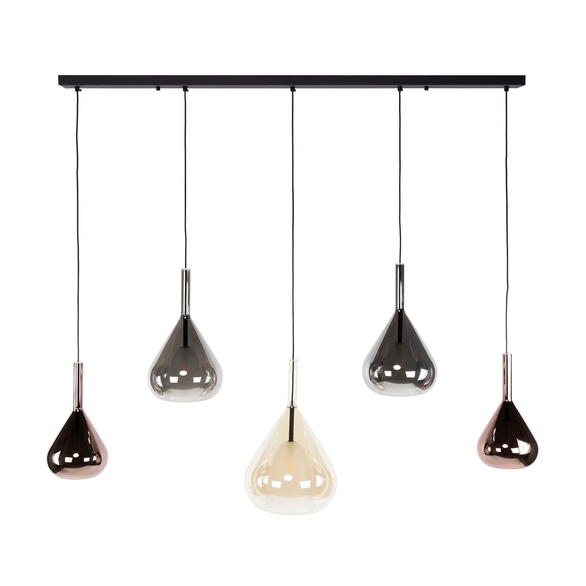 Luxusbetten24 Lysandra Leuchte 5‑tropf Modell Elegant in Bernstein/Kupfer/Chrom