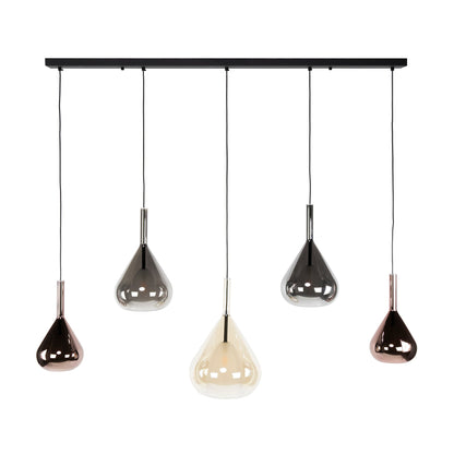 Luxusbetten24 Lysandra Leuchte 5‑tropf Modell Elegant in Bernstein/Kupfer/Chrom