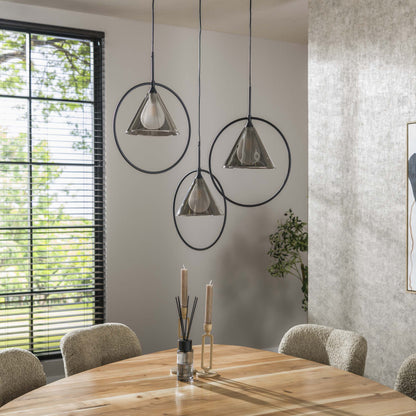 Luxusbetten24 Murielle Pendelleuchte Rauchglas Gestuft 3-Leuchten Loop Modern