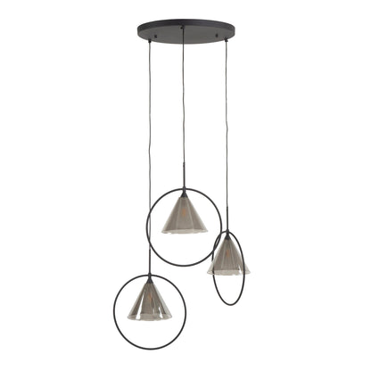 Luxusbetten24 Murielle Pendelleuchte Rauchglas Gestuft 3-Leuchten Loop Modern