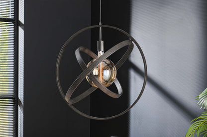 Luxusbetten24 Orvion Pendelleuchte Metall Schwarz Sphären‑Design 1‑Leuchte Deckenlampe
