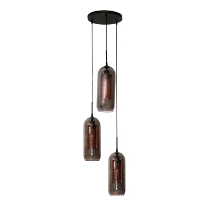 Pendelleuchte Talvira – Gestuft mit 3 Leuchten im Rauchglas-Mesh-Design