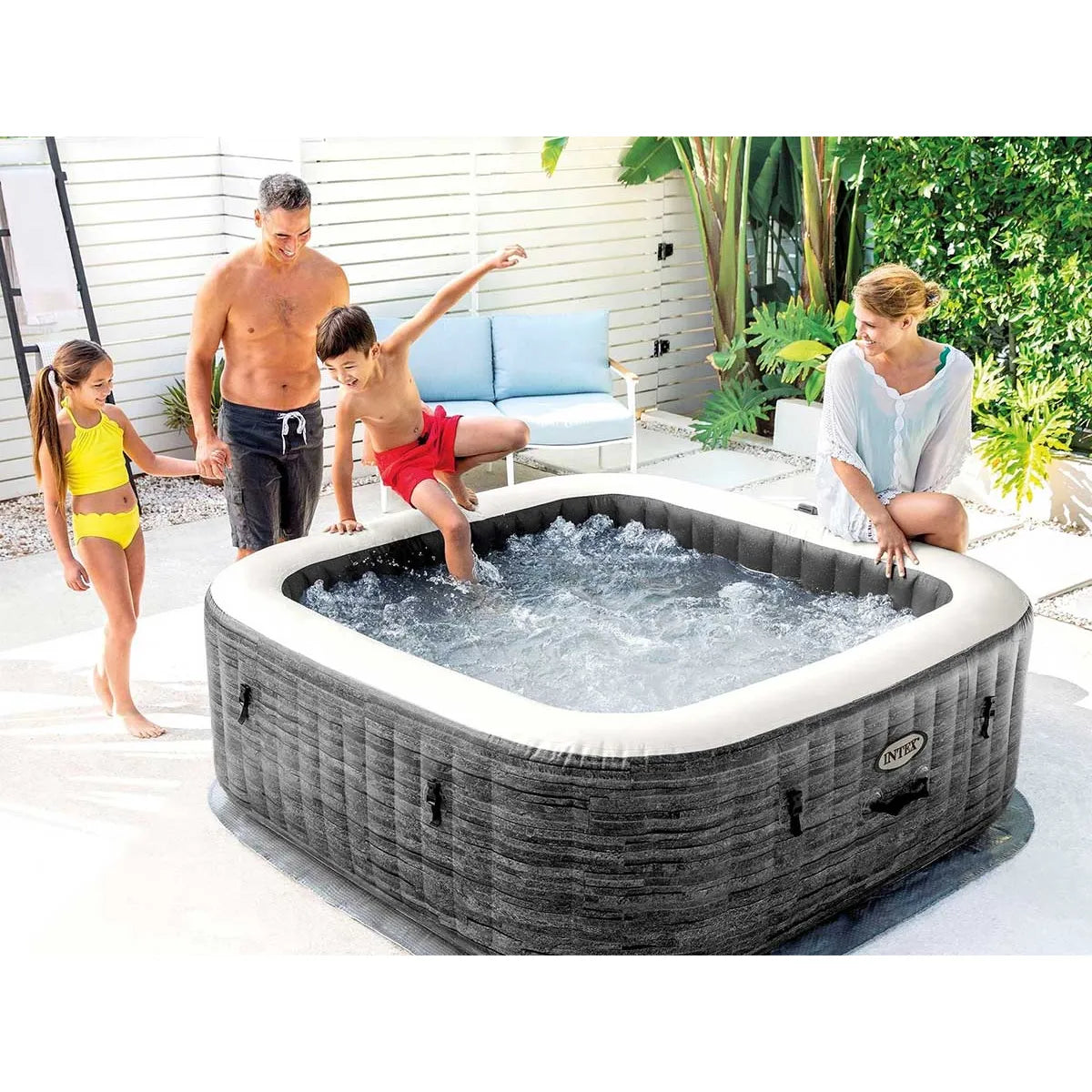 Spa Gonflable Intex PureSpa Ardoise Carré Bulles 4 Places MKR00014316449