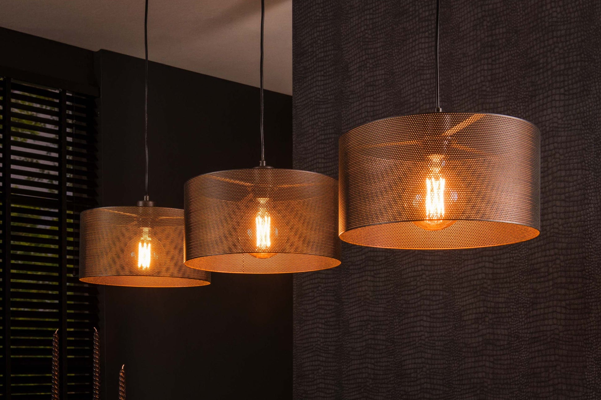 Pendelleuchte Doralyn Mit 3 Leuchten Lampenschirme Schwarz-Mesh Netzgitter-Design