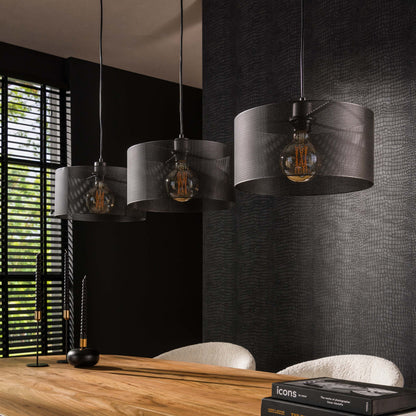Pendelleuchte Doralyn Mit 3 Leuchten Lampenschirme Schwarz-Mesh Netzgitter-Design
