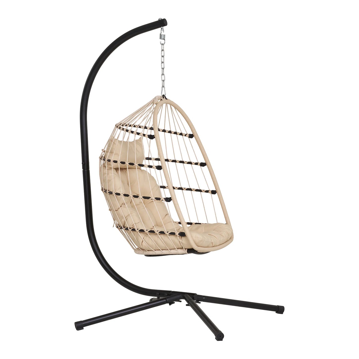 Luxusbetten24 Valora Hängesessel aus PE‑Rattan, Beige