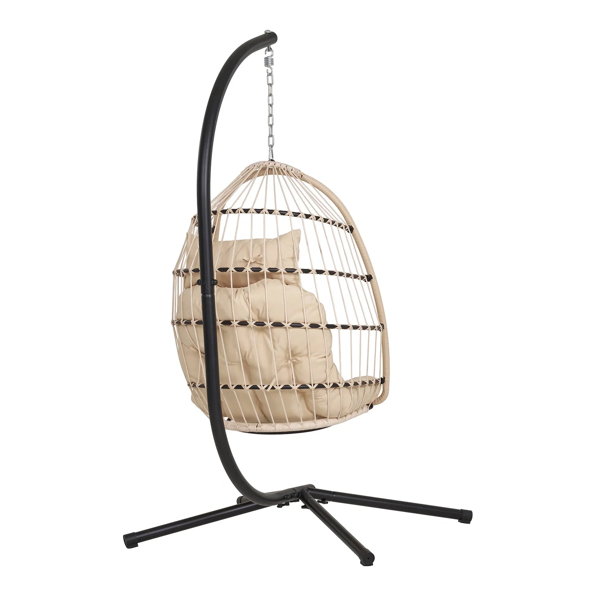 Luxusbetten24 Valora Hängesessel aus PE‑Rattan, Beige