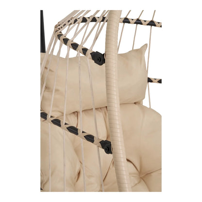 Luxusbetten24 Valora Hängesessel aus PE‑Rattan, Beige