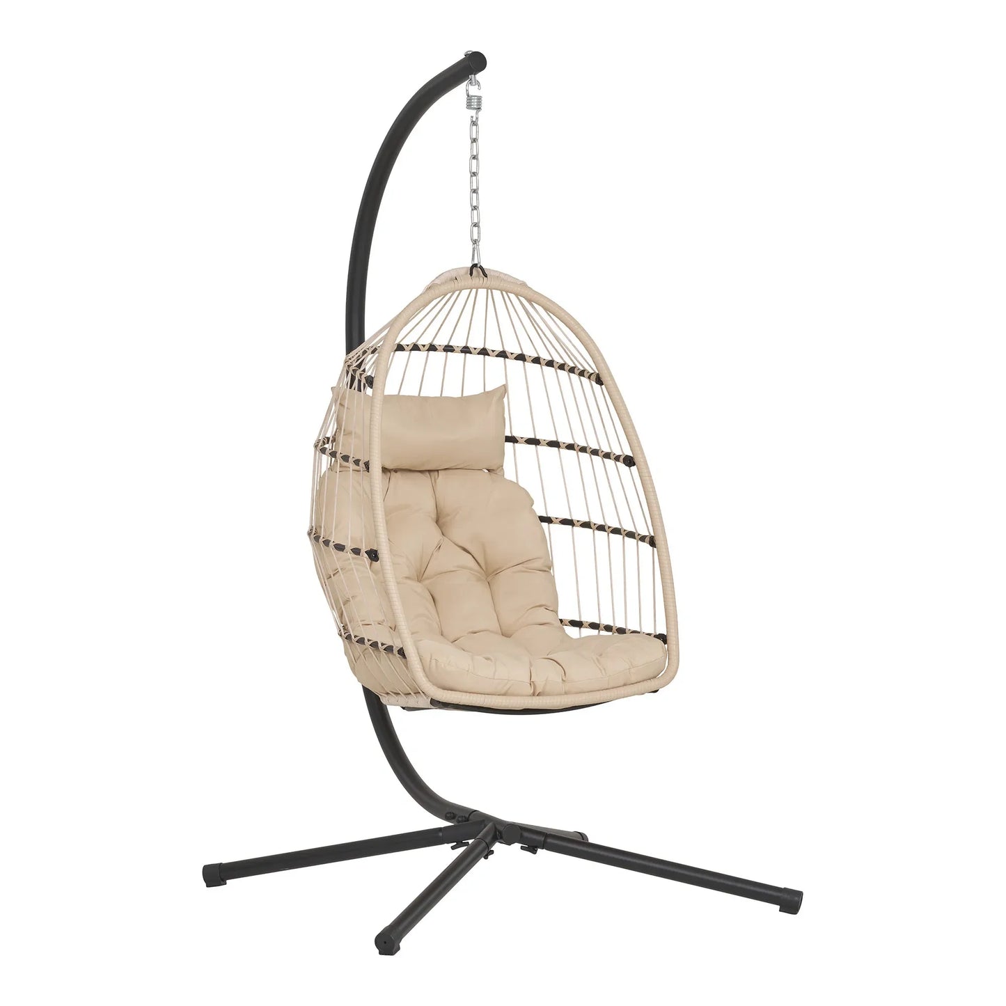 Luxusbetten24 Valora Hängesessel aus PE‑Rattan, Beige