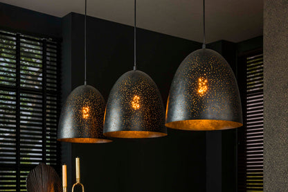 Luxusbetten24 Aliora Pendelleuchte 3‑teilige Dunkelgrau‑Mesh‑Glockenform Moderne Wohnzimmer Design
