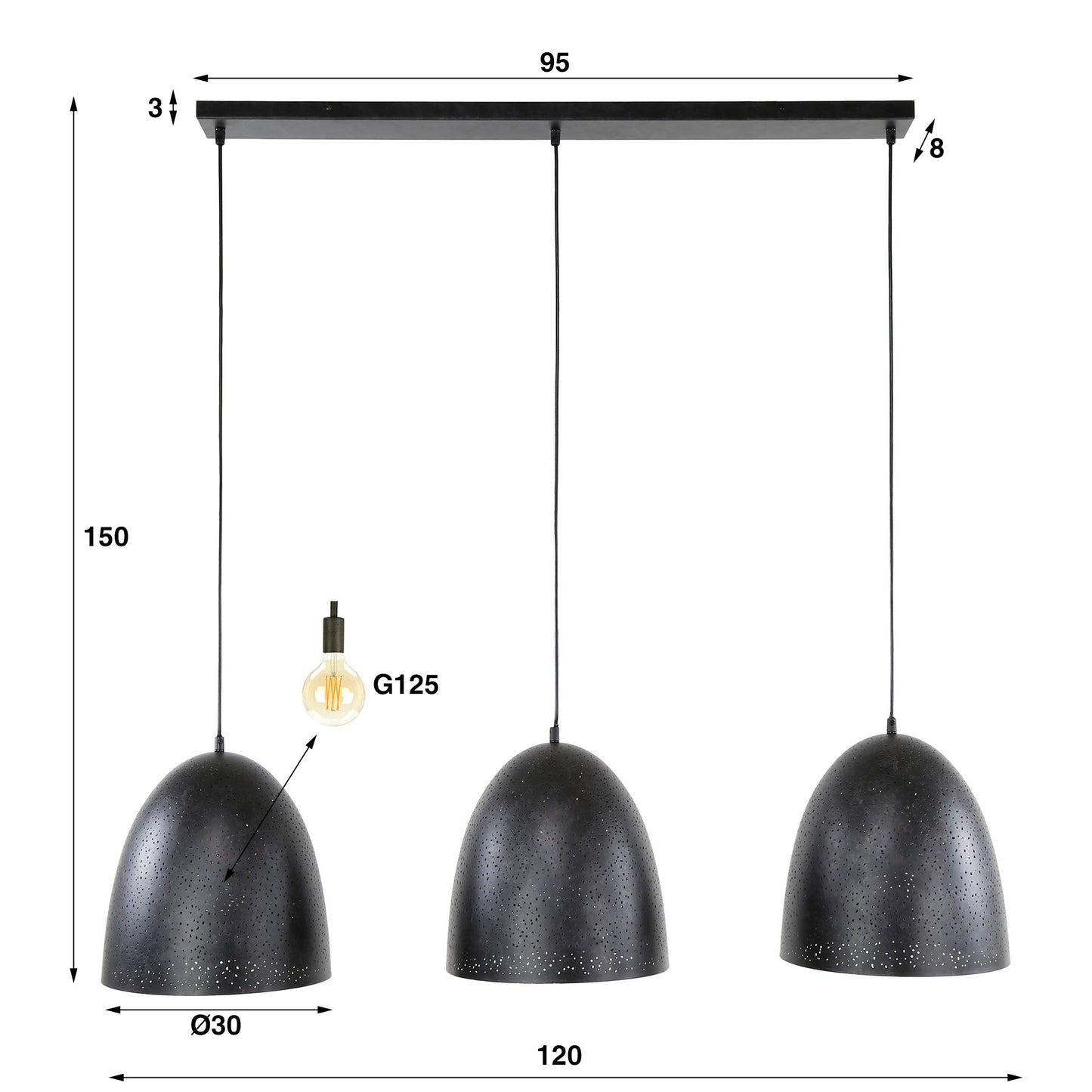 Luxusbetten24 Aliora Pendelleuchte 3‑teilige Dunkelgrau‑Mesh‑Glockenform Moderne Wohnzimmer Design