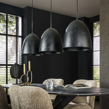 Luxusbetten24 Aliora Pendelleuchte 3‑teilige Dunkelgrau‑Mesh‑Glockenform Moderne Wohnzimmer Design
