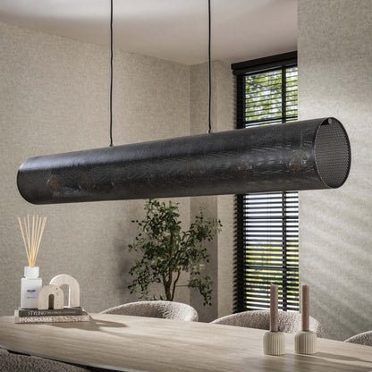 Pendelleuchte „Valeria“ – Mit 7 Leuchten in horizontalem Tube-Mesh-Design in Schwarz