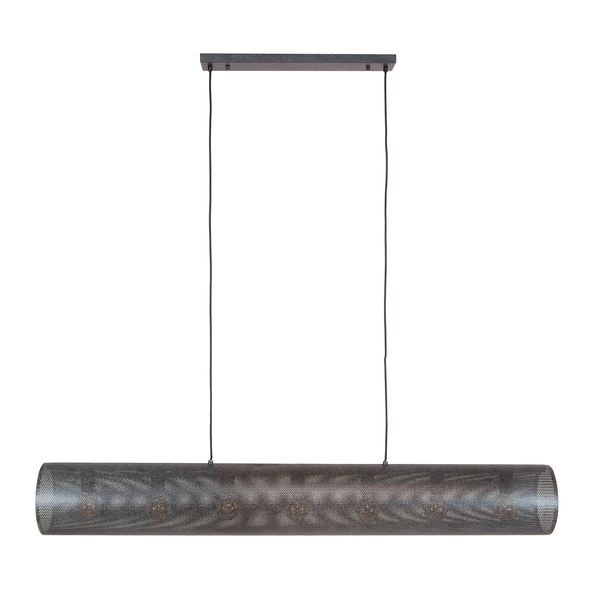 Pendelleuchte „Valeria“ – Mit 7 Leuchten in horizontalem Tube-Mesh-Design in Schwarz
