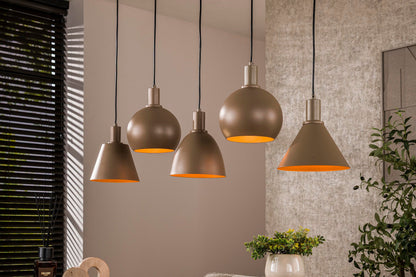 Luxusbetten24 Lumiselle Pendelleuchte, 5‑teilige Metall, Beige oder Bronze