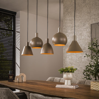 Bravino Pendelleuchte Fünf Metallschirme Braun Beige 5‑Flammig