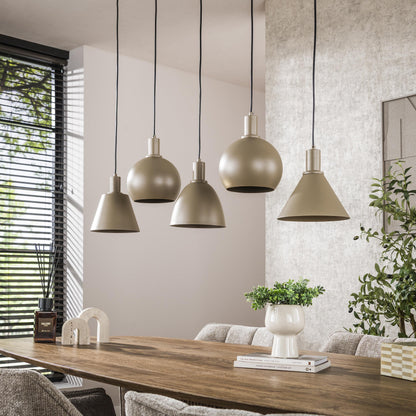 Luxusbetten24 Lumiselle Pendelleuchte, 5‑teilige Metall, Beige oder Bronze