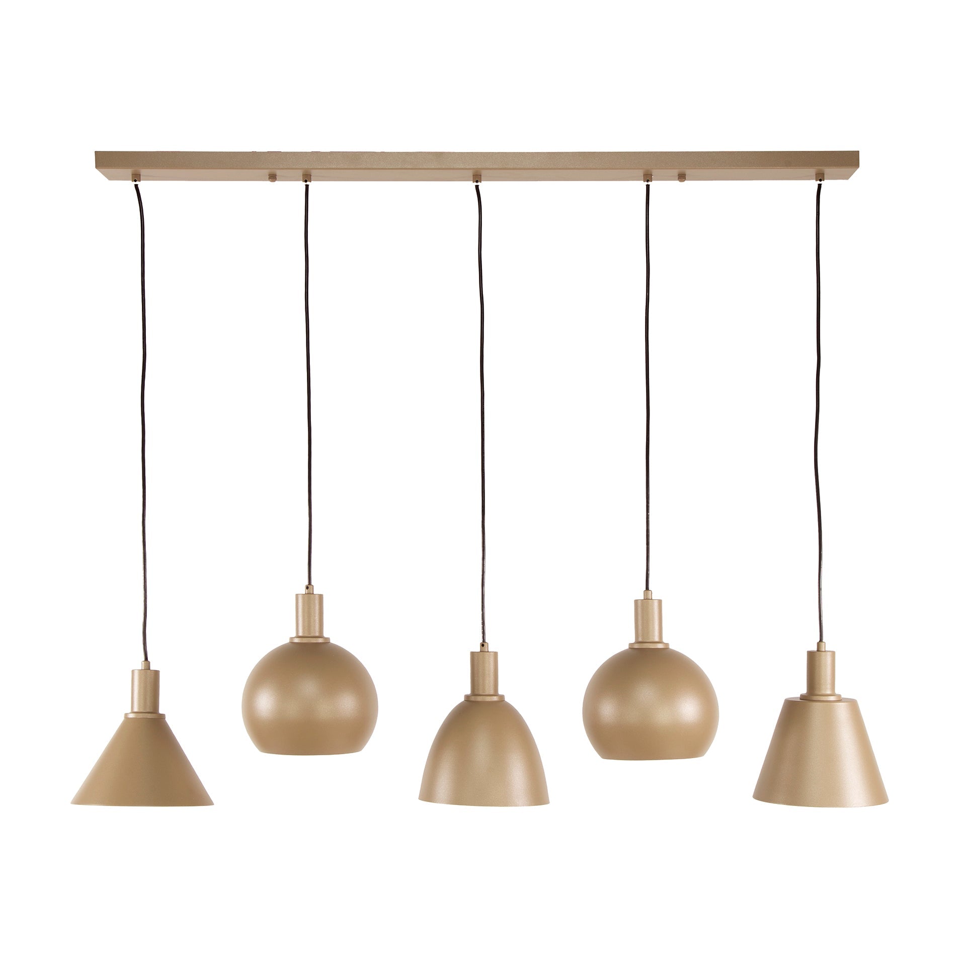 Luxusbetten24 Lumiselle Pendelleuchte, 5‑teilige Metall, Beige oder Bronze