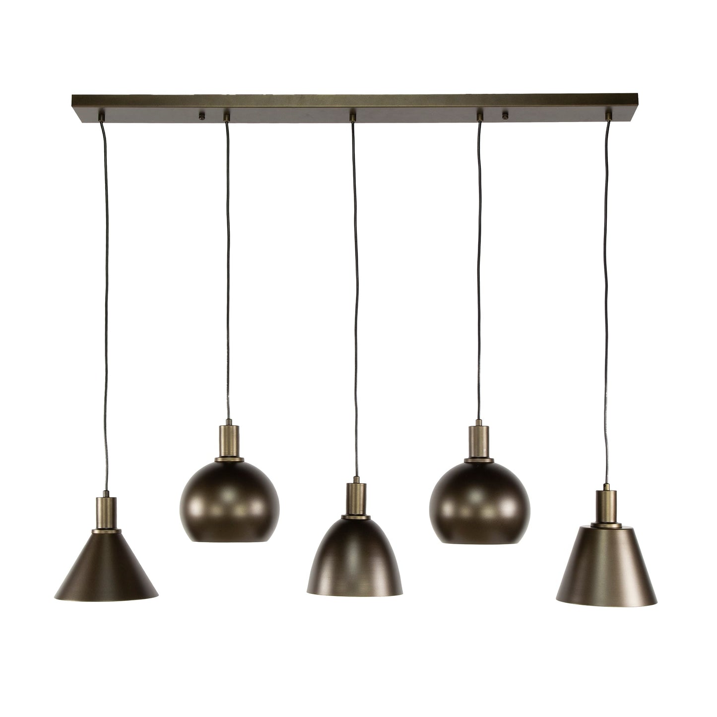 Bravino Pendelleuchte Fünf Metallschirme Braun Beige 5‑Flammig
