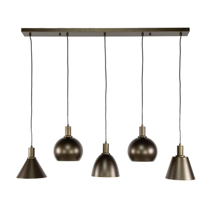Bravino Pendelleuchte Fünf Metallschirme Braun Beige 5‑Flammig