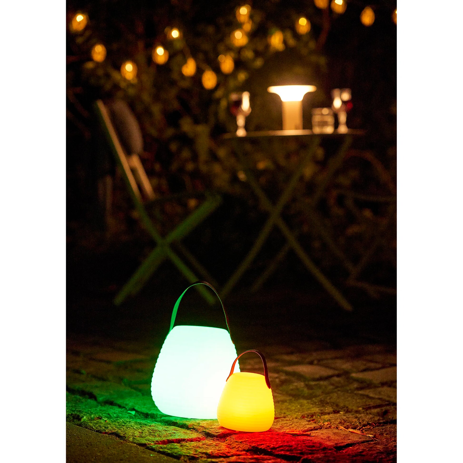 Luxusbetten24 Eldora Gartenlampe mit Halteband, Farb‑LED, Weiß