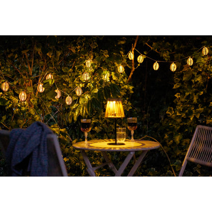 Luxusbetten24 Solvenor Garten Lichterkette, wetterfest, natur, schwarz, für Balkon & Outdoor