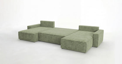 Luxusbetten24 Designer Sofa Vienna U Cord mit Schlaffunktion und Stauraum