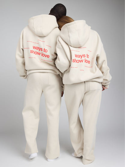 Comfrt Love Hoodie Unisex Baumwoll-Polyester Herz-Print Mehrfarbig Komfort