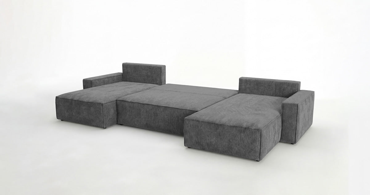 Luxusbetten24 Designer Sofa Vienna U Cord mit Schlaffunktion und Stauraum
