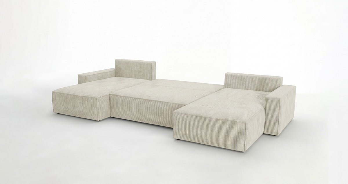 Luxusbetten24 Designer Sofa Vienna U Cord mit Schlaffunktion und Stauraum
