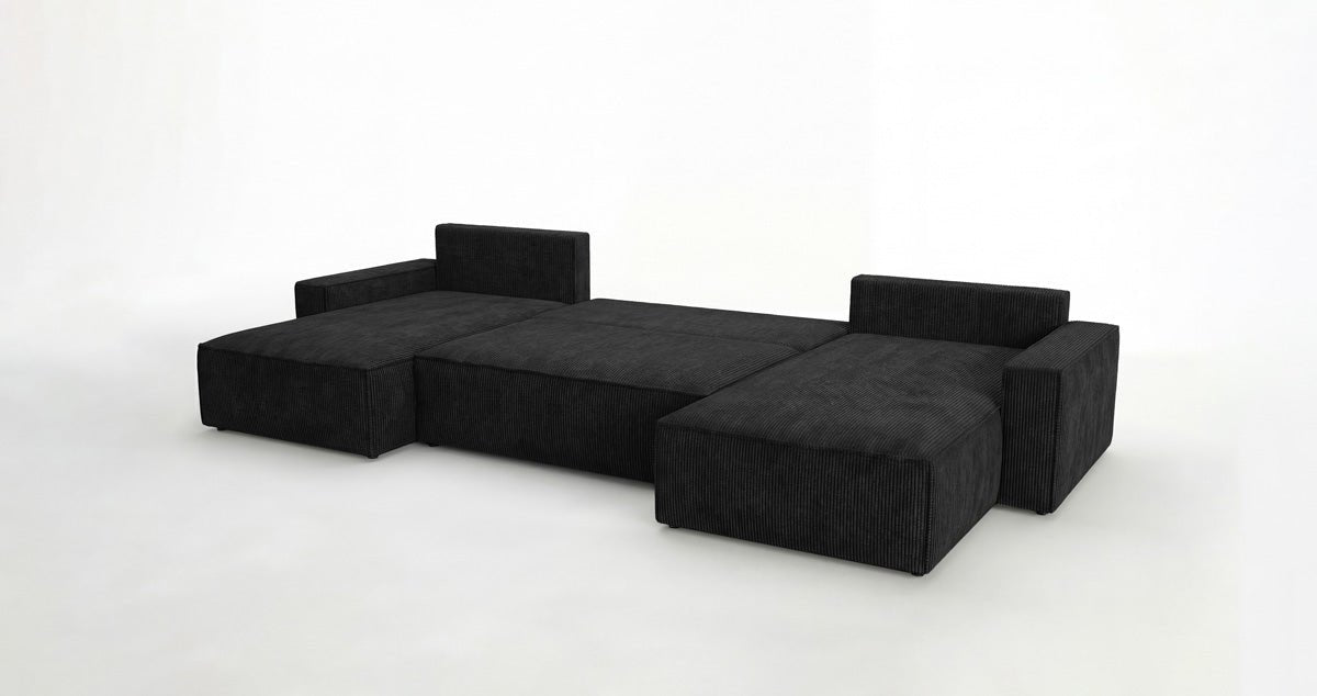 Luxusbetten24 Designer Sofa Vienna U Cord mit Schlaffunktion und Stauraum