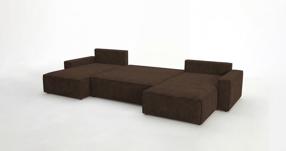 Luxusbetten24 Designer Sofa Vienna U Cord mit Schlaffunktion und Stauraum