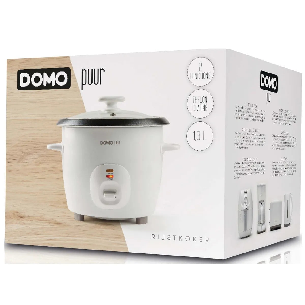 Domo DO9176RK Arrocera Antiadherente Blanca 1.3L 536W con Cocción