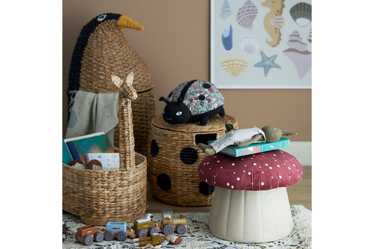 Luxusbetten24 Fernando Mini Kinderhocker Pilz Rot-Weiß Kinderzimmer Design